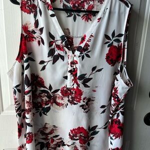 Maurice’s Floral Sleeveless Top - Red and White